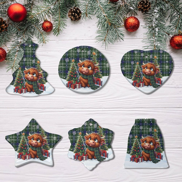 Scottish Blyth Clan Tartan Ceramic Ornament Cute Highland Cow Christmas All Style Tartan Plaid