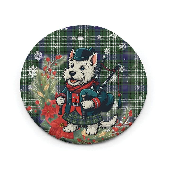 Scottish Blyth Clan Tartan Ceramic Ornament Cute Scottish Terrier Dog Circle Style Tartan Plaid