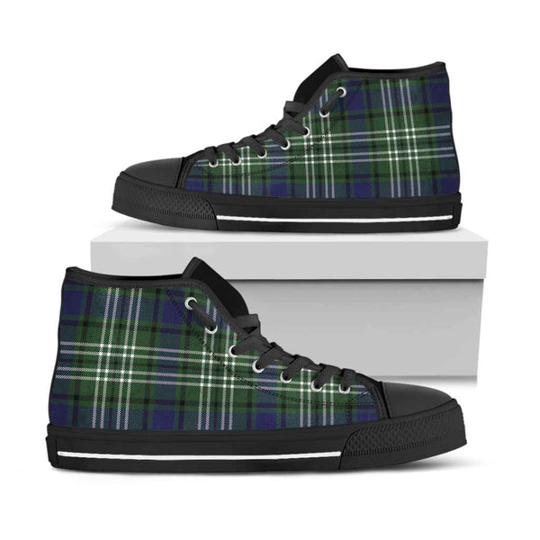 Scottish Blyth Clan Tartan High Top Shoes Black Sole Tartan Plaid