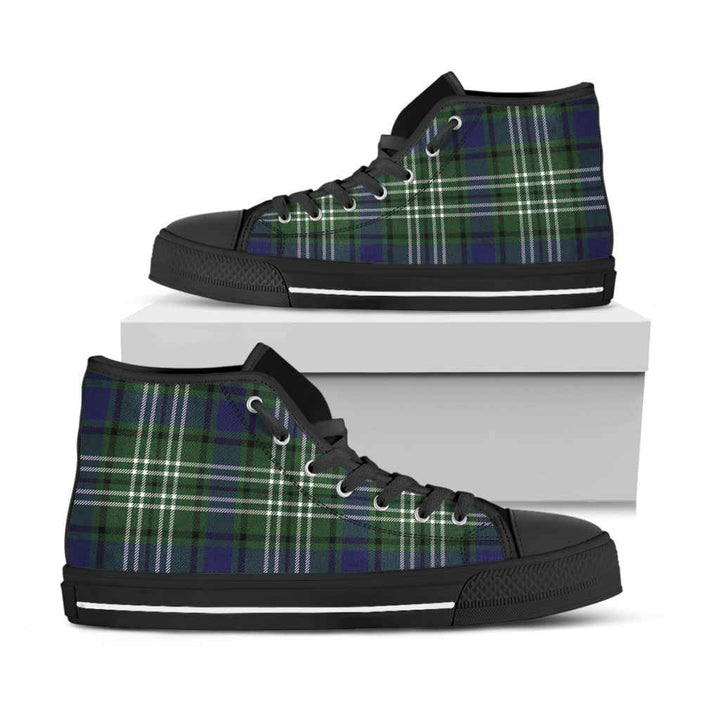 Scottish Blyth Clan Tartan High Top Shoes Black Sole Tartan Plaid