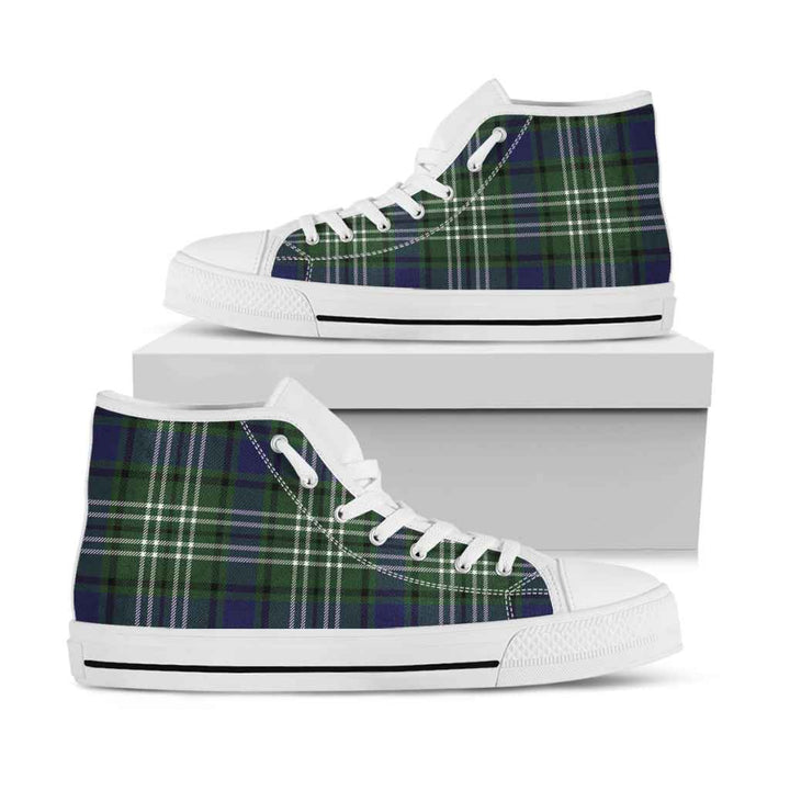 Scottish Blyth Clan Tartan High Top Shoes White Sole Tartan Plaid