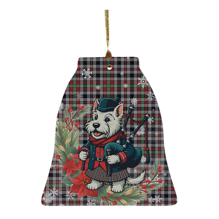 Scottish Borthwick Ancient Clan Tartan Ceramic Ornament Cute Scottish Terrier Dog Bell Style Tartan Plaid