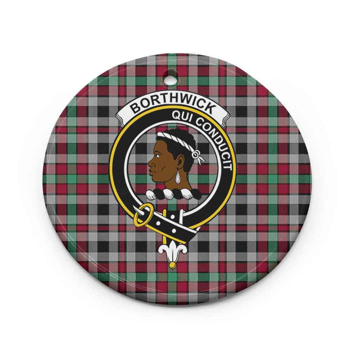 Scottish Borthwick Clan Crest Tartan Ceramic Ornament Circle Shape Tartan Plaid