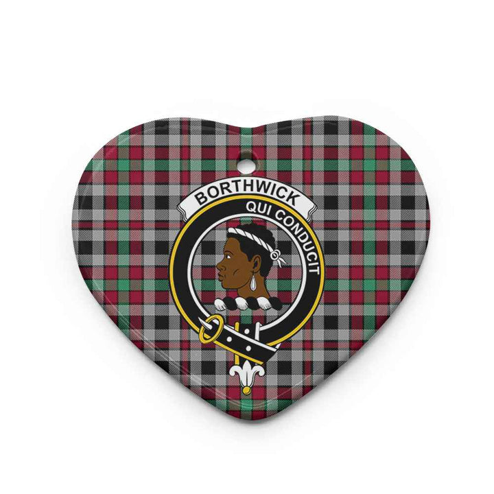 Scottish Borthwick Clan Crest Tartan Ceramic Ornament Heart Shape Tartan Plaid