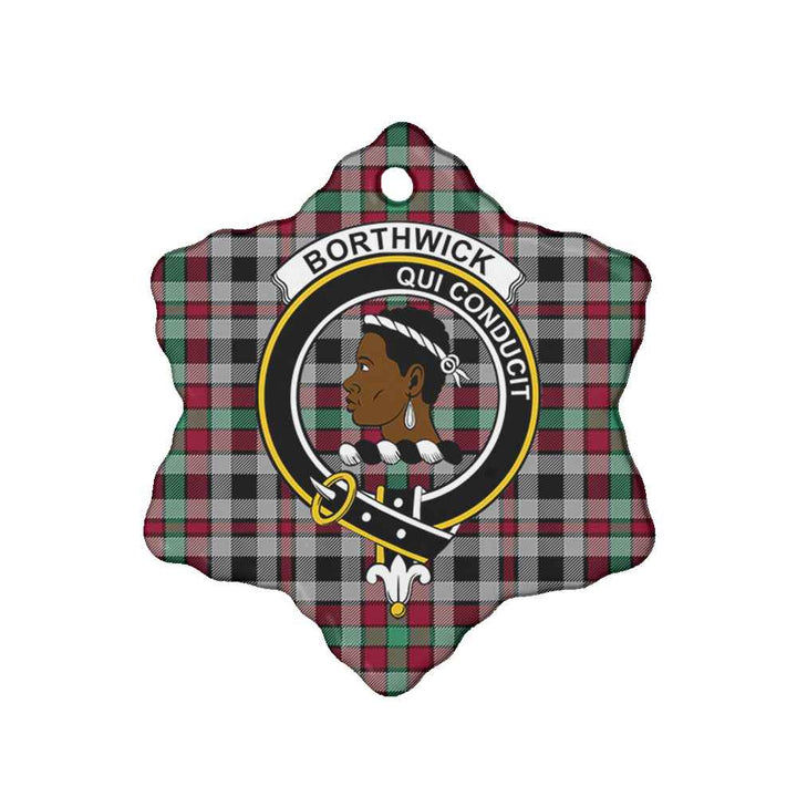 Scottish Borthwick Clan Crest Tartan Ceramic Ornament Snow Flake Shape Tartan Plaid
