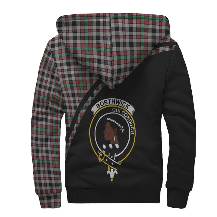Scottish Borthwick Clan Crest Tartan Curve Sherpa Hoodie