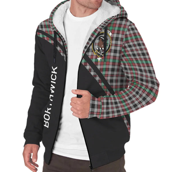 Scottish Borthwick Clan Crest Tartan Curve Sherpa Hoodie