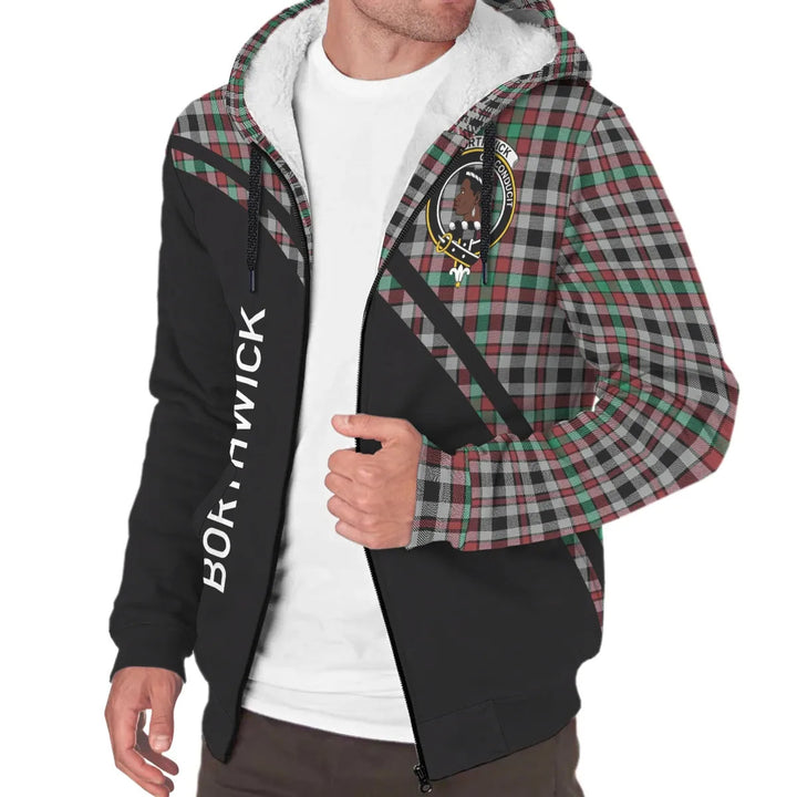 Scottish Borthwick Clan Crest Tartan Curve Sherpa Hoodie