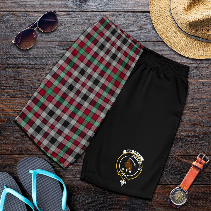 Scottish Borthwick Clan Crest Tartan Half of Me Men's Shorts