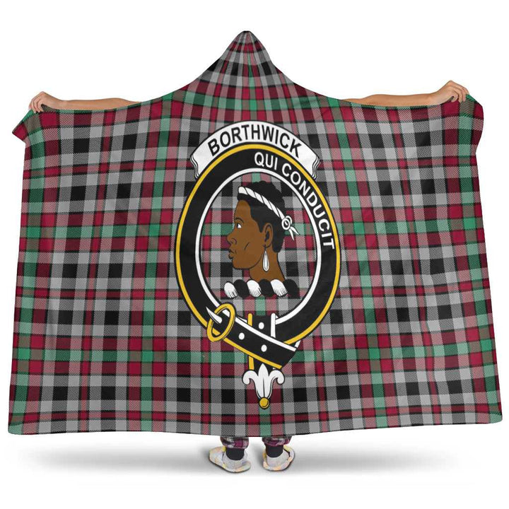 Scottish Borthwick Clan Crest Tartan Hooded Blanket Tartan Plaid 1
