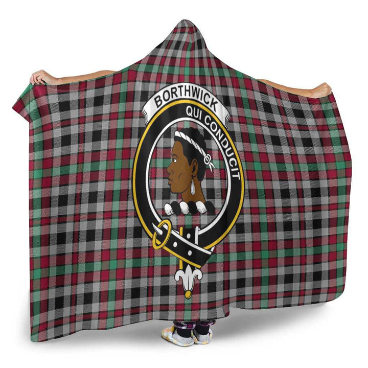 Scottish Borthwick Clan Crest Tartan Hooded Blanket Tartan Plaid 2