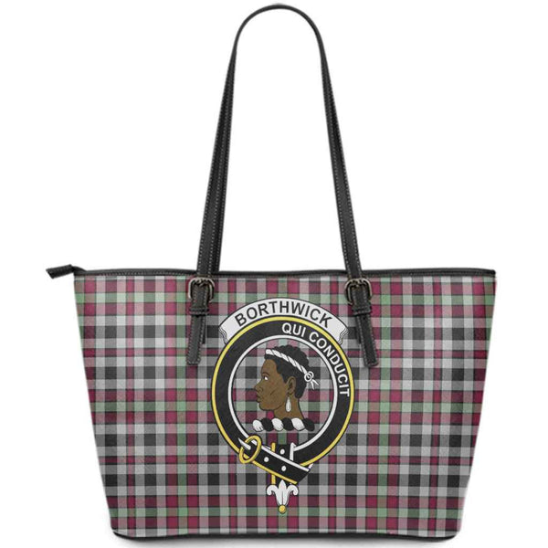 Scottish Borthwick Clan Crest Tartan Leather Tote Tartan Plaid