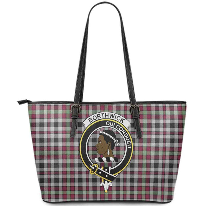 Scottish Borthwick Clan Crest Tartan Leather Tote Tartan Plaid