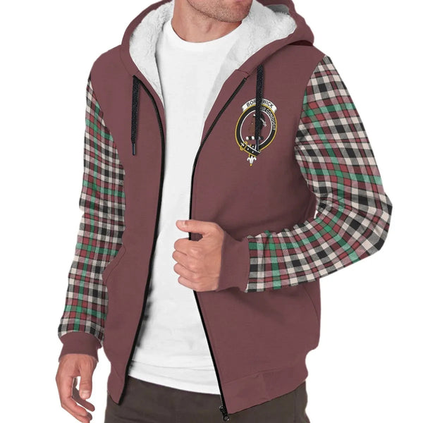 Scottish Borthwick Clan Crest Tartan Plaid Sleeve Sherpa Hoodie