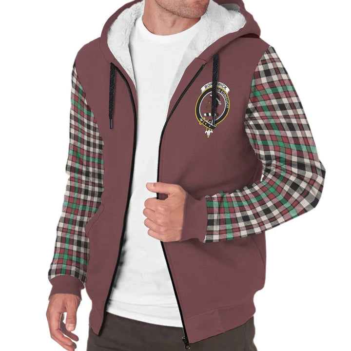 Scottish Borthwick Clan Crest Tartan Plaid Sleeve Sherpa Hoodie