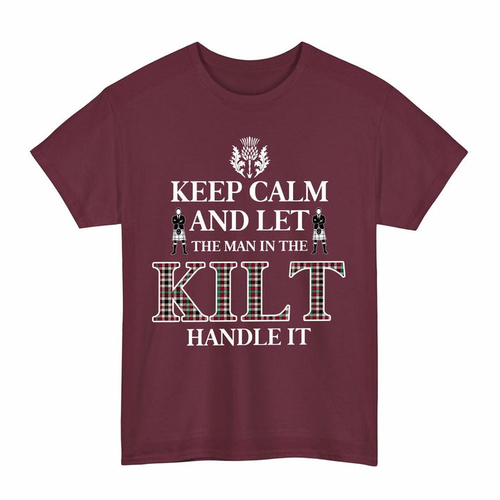 Scottish Borthwick Dress Ancient Clan Tartan T-Shirt - Keep Calm Tartan Plaid Maroon Color