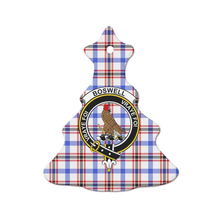 Scottish Boswell Clan Crest Tartan Ceramic Ornament Tree Shape Tartan Plaid