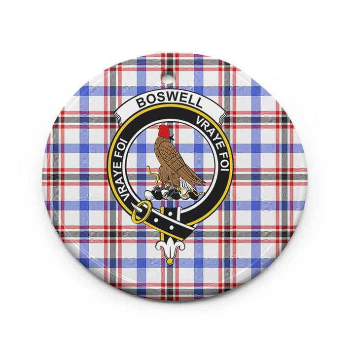 Scottish Boswell Clan Crest Tartan Ceramic Ornament Circle Shape Tartan Plaid