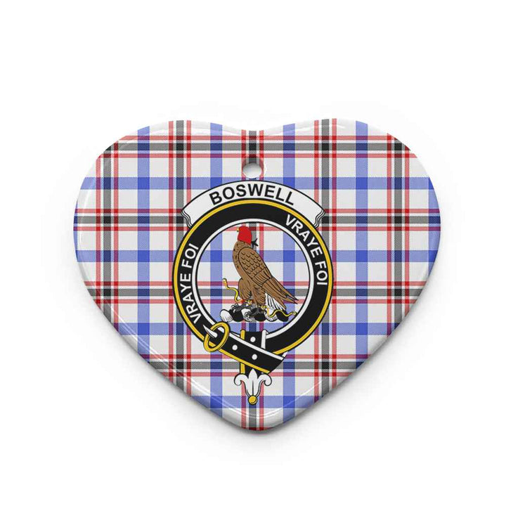 Scottish Boswell Clan Crest Tartan Ceramic Ornament Heart Shape Tartan Plaid