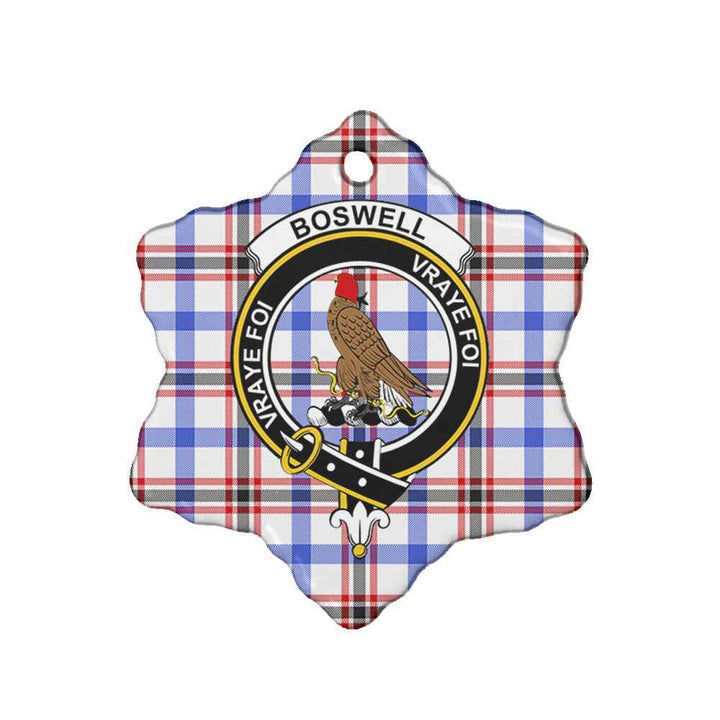 Scottish Boswell Clan Crest Tartan Ceramic Ornament Snow Flake Shape Tartan Plaid