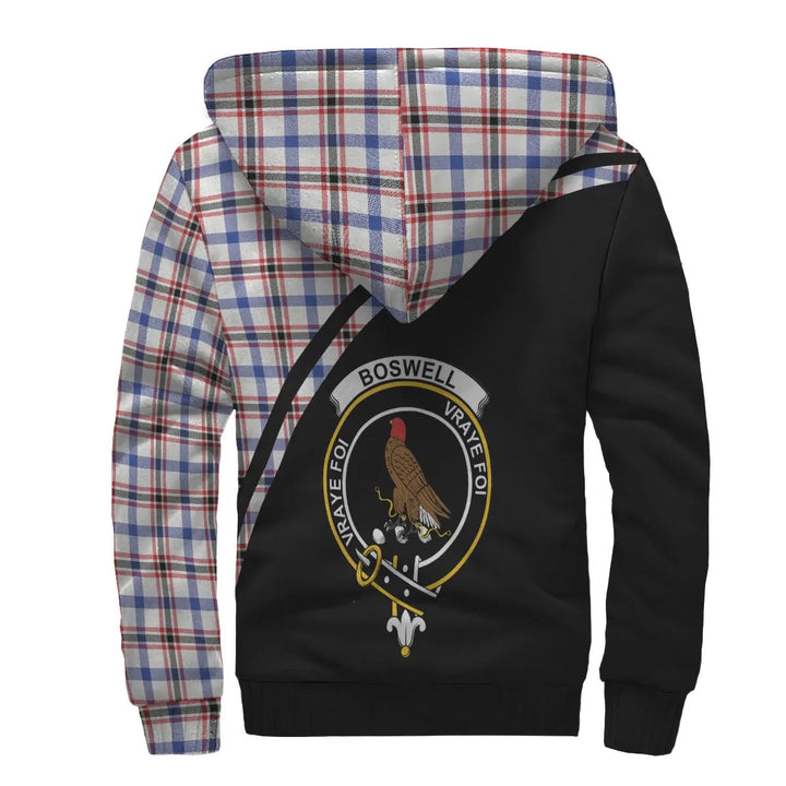 Scottish Boswell Clan Crest Tartan Curve Sherpa Hoodie