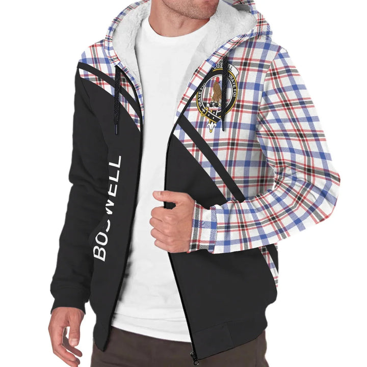 Scottish Boswell Clan Crest Tartan Curve Sherpa Hoodie