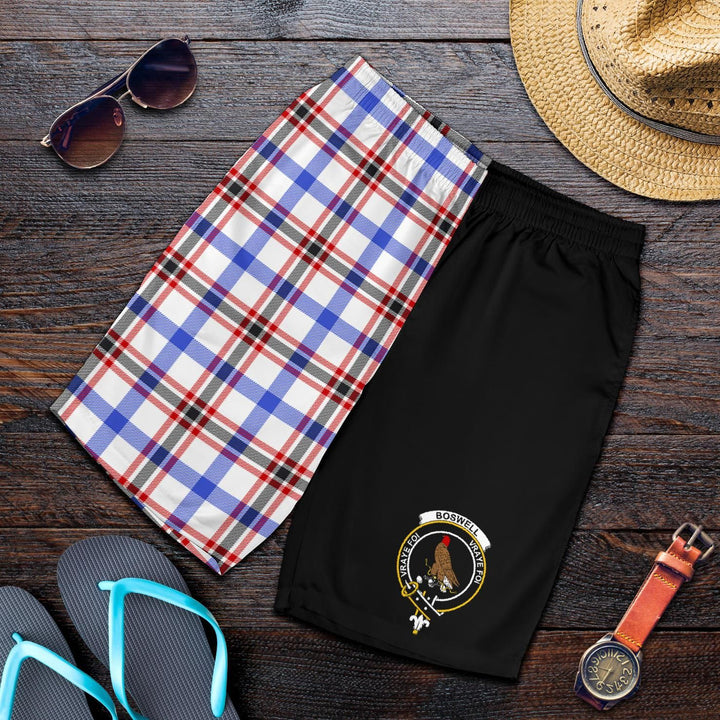 Scottish Boswell Clan Crest Tartan Half of Me Men's Shorts