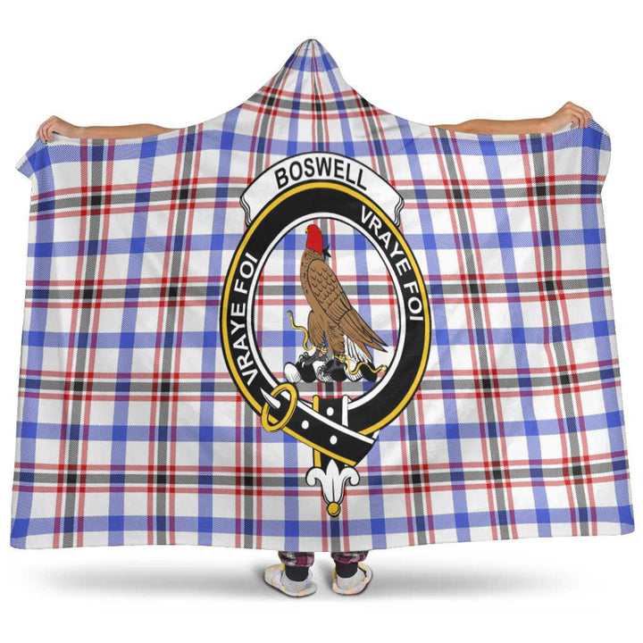 Scottish Boswell Clan Crest Tartan Hooded Blanket Tartan Plaid 1