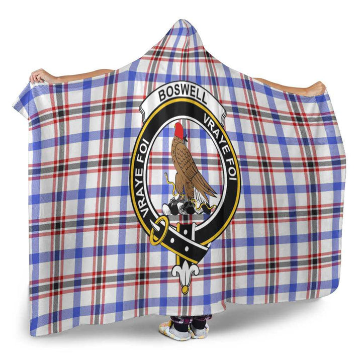 Scottish Boswell Clan Crest Tartan Hooded Blanket Tartan Plaid 2