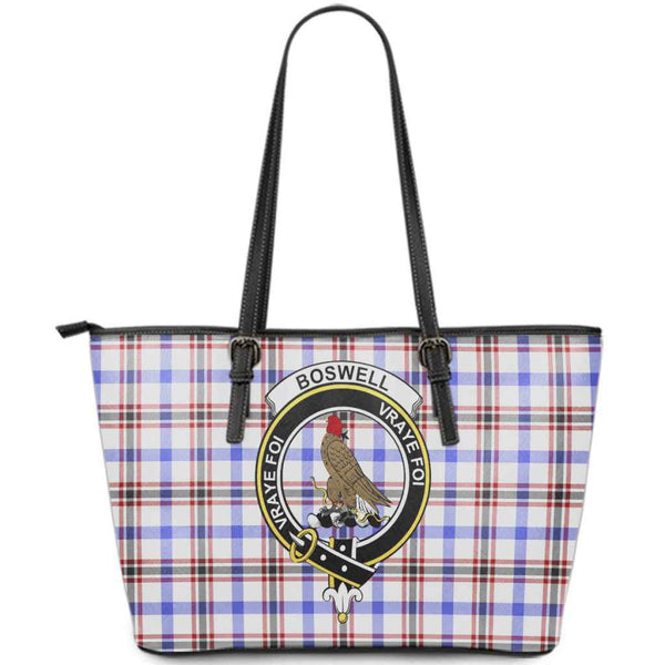 Scottish Boswell Clan Crest Tartan Leather Tote Tartan Plaid