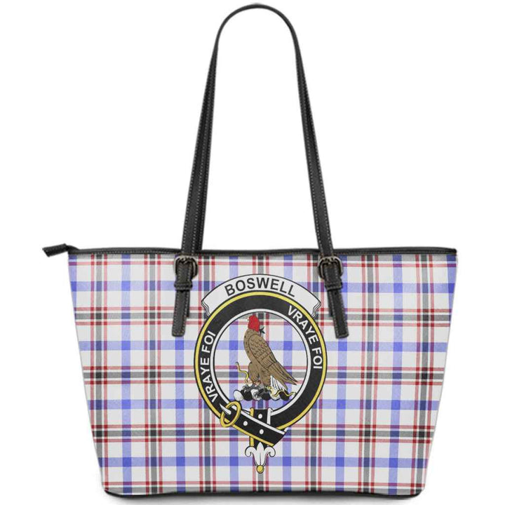 Scottish Boswell Clan Crest Tartan Leather Tote Tartan Plaid