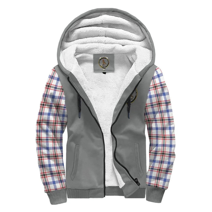 Scottish Boswell Clan Crest Tartan Plaid Sleeve Sherpa Hoodie