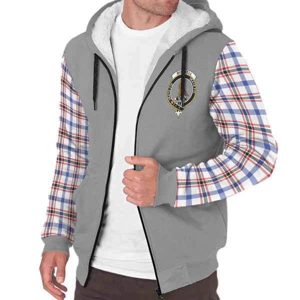 Scottish Boswell Clan Crest Tartan Plaid Sleeve Sherpa Hoodie
