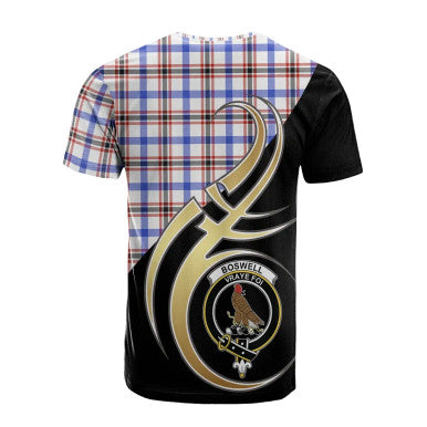 Scottish Boswell Modern Clan Crest Tartan T-Shirt Believe in Me Back Side Tartan Plaid