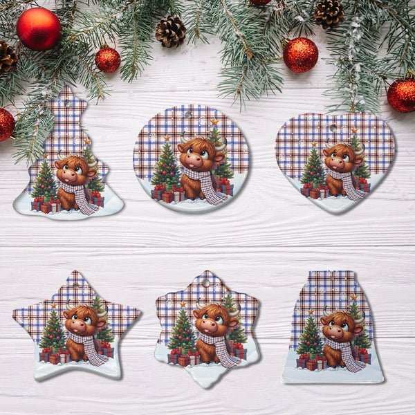 Scottish Boswell Modern Clan Tartan Ceramic Ornament Cute Highland Cow Christmas All Style Tartan Plaid