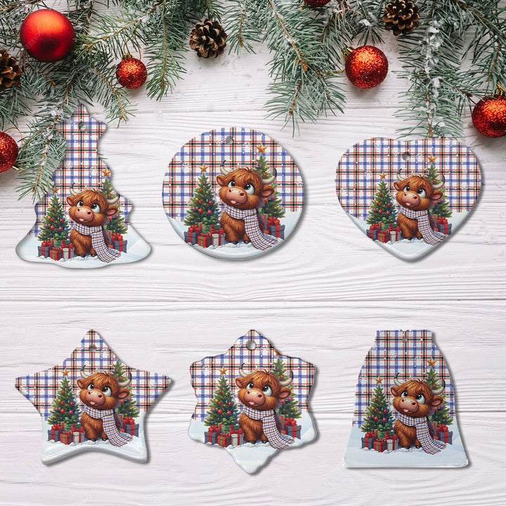 Scottish Boswell Modern Clan Tartan Ceramic Ornament Cute Highland Cow Christmas All Style Tartan Plaid