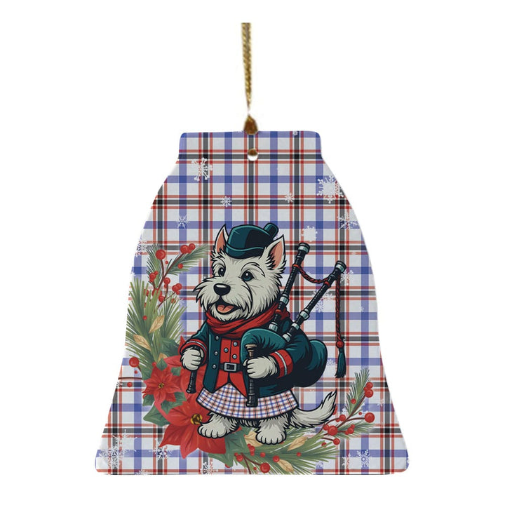 Scottish Boswell Modern Clan Tartan Ceramic Ornament Cute Scottish Terrier Dog Bell Style Tartan Plaid