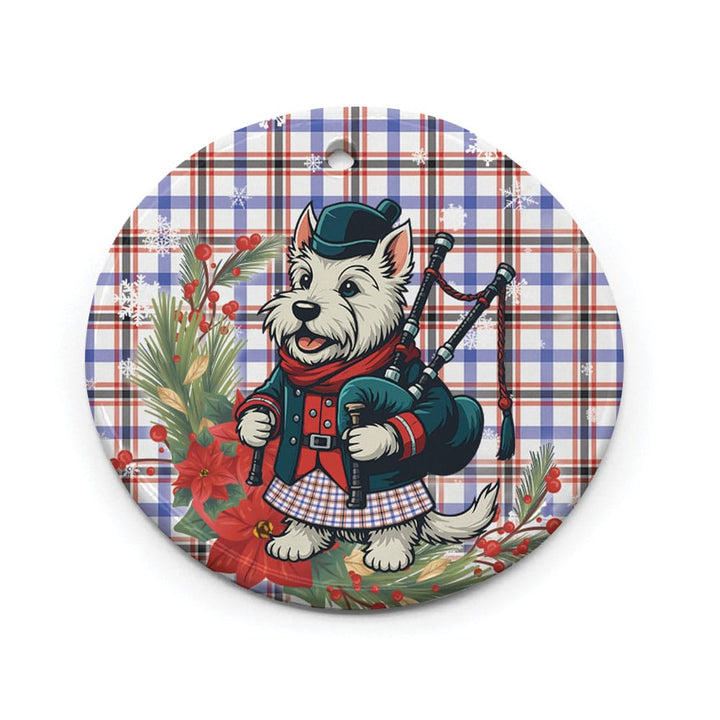 Scottish Boswell Modern Clan Tartan Ceramic Ornament Cute Scottish Terrier Dog Circle Style Tartan Plaid