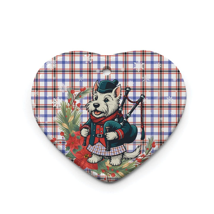 Scottish Boswell Modern Clan Tartan Ceramic Ornament Cute Scottish Terrier Dog Heart Style Tartan Plaid