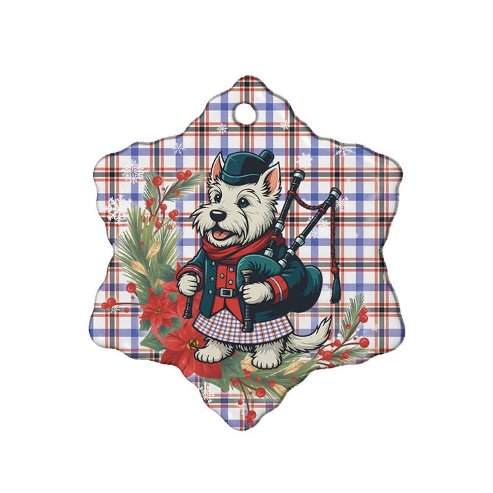 Scottish Boswell Modern Clan Tartan Ceramic Ornament Cute Scottish Terrier Dog Snow Flake Style Tartan Plaid