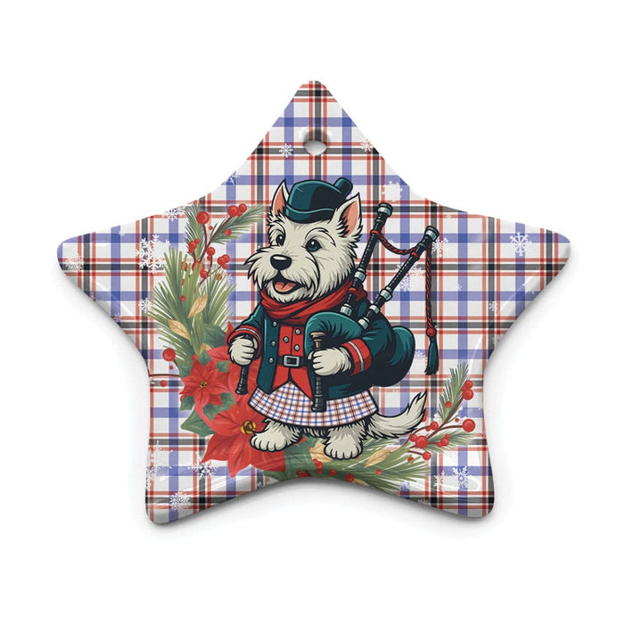 Scottish Boswell Modern Clan Tartan Ceramic Ornament Cute Scottish Terrier Dog Star Style Tartan Plaid