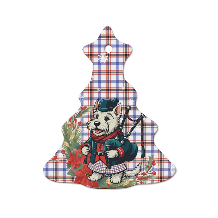 Scottish Boswell Modern Clan Tartan Ceramic Ornament Cute Scottish Terrier Dog Tree Style Tartan Plaid