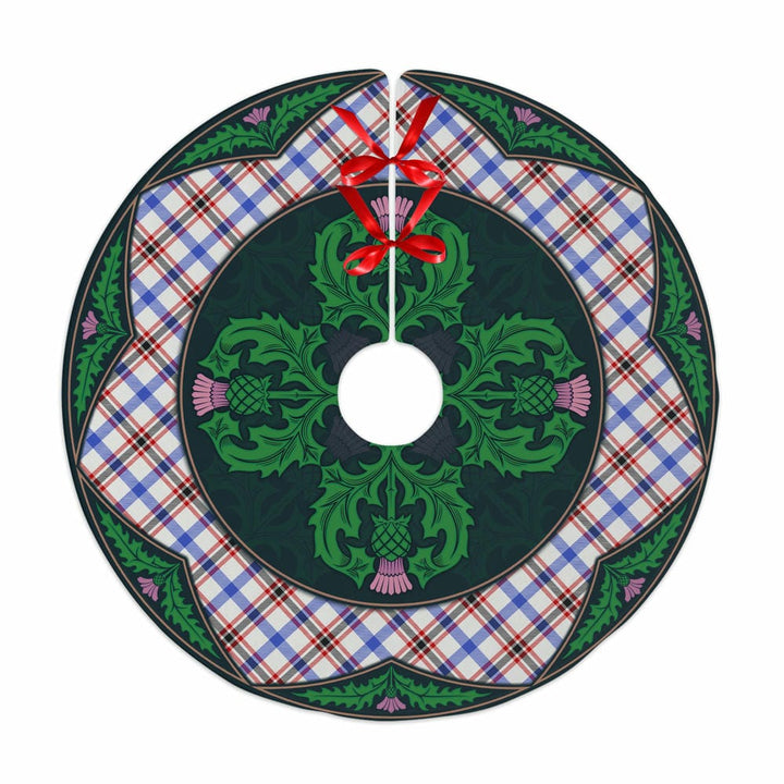 Scottish Boswell Modern Clan Tartan Christmas Tree Skirt Old Scottish Thistle Flower No Tassels Tartan Plaid 1