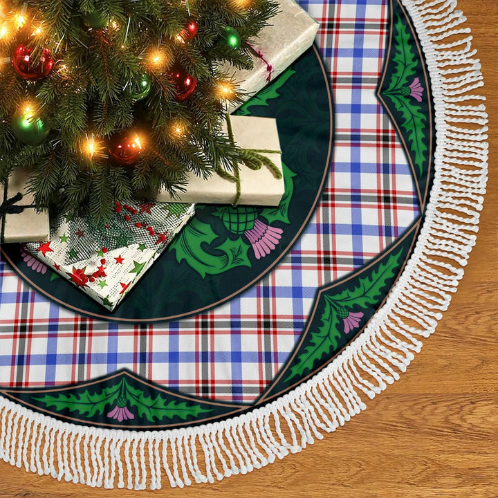 Scottish Boswell Modern Clan Tartan Christmas Tree Skirt Old Scottish Thistle Flower Tassels Tartan Plaid 2