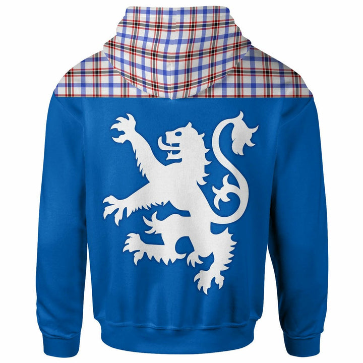 Scottish Boswell Modern Clan Tartan Hoodie - Lion Rampant of Scotland With Flag back Side Tartan Plaid