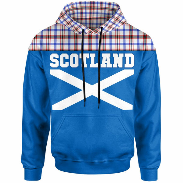 Scottish Boswell Modern Clan Tartan Hoodie - Lion Rampant of Scotland With Flag Front Side Tartan Plaid