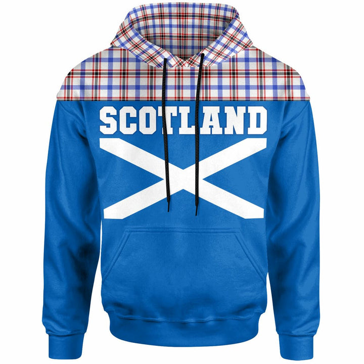 Scottish Boswell Modern Clan Tartan Hoodie - Lion Rampant of Scotland With Flag Front Side Tartan Plaid