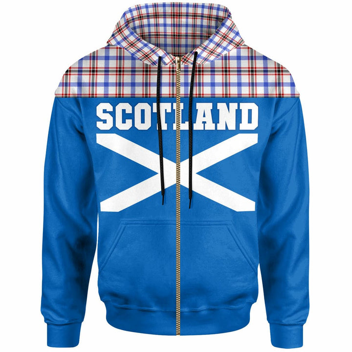 Scottish Boswell Modern Clan Tartan Hoodie - Lion Rampant of Scotland With Flag Zip-up Tartan Plaid