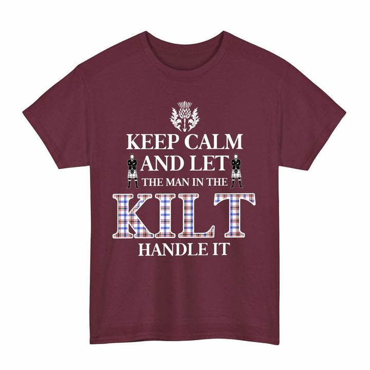 Scottish Boswell Modern Clan Tartan T-Shirt - Keep Calm Tartan Plaid Maroon Color