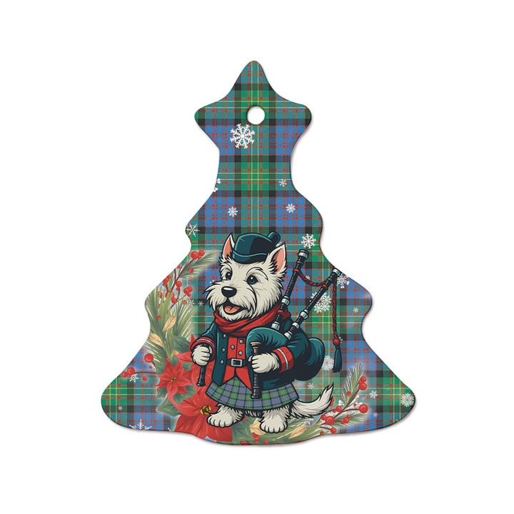 Scottish Bowie Ancient Clan Tartan Ceramic Ornament Cute Scottish Terrier Dog Tree Style Tartan Plaid